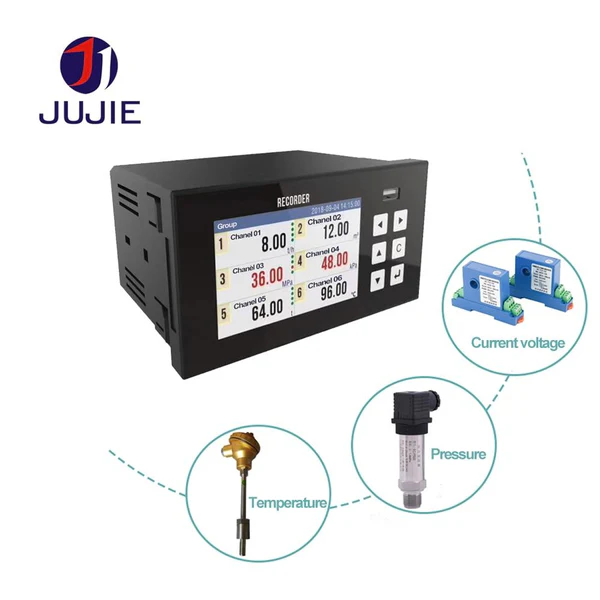 Chart Data Recorder Temperature PT100 K J 4-20mA Datalogger 6 Channels Analog Data Logger