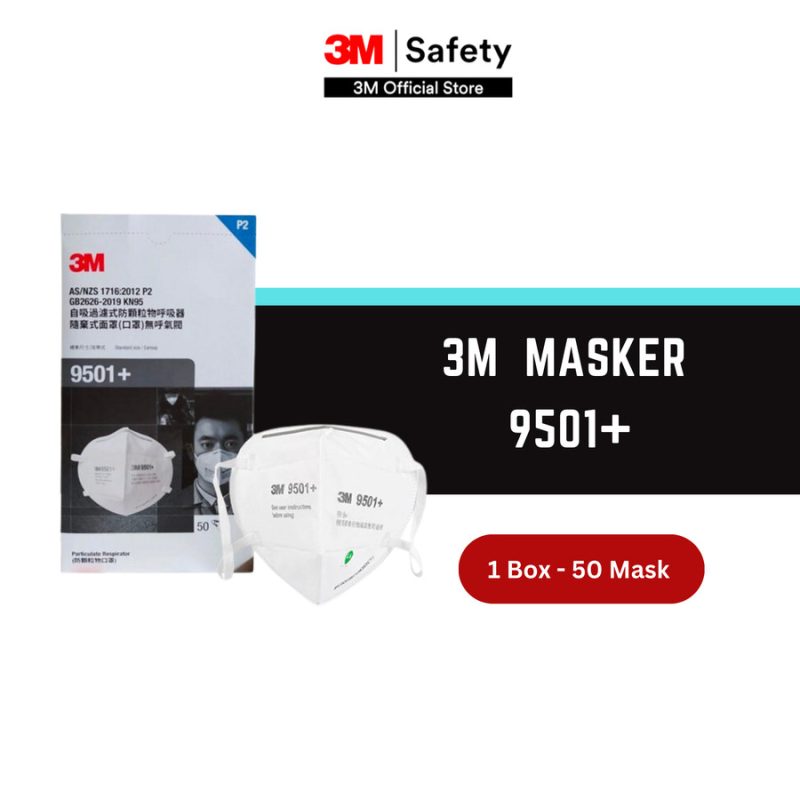 3M 9501+ Masker KN95 Particulate Respirator (isi 50 masker)